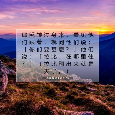 Picture 07 - 约 翰 福 音 1:38 CUVS - 耶 稣 转 过 身 来 ， 看 见 他 们 跟 - Bible Verse Picture