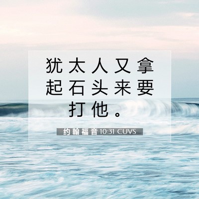 Picture 07 - 约 翰 福 音 10:31 CUVS - 犹 太 人 又 拿 起 石 头 来 要 打 他 - Bible Verse Picture