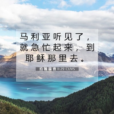 Picture 07 - 约 翰 福 音 11:29 CUVS - 马 利 亚 听 见 了 ， 就 急 忙 起 来 - Bible Verse Picture