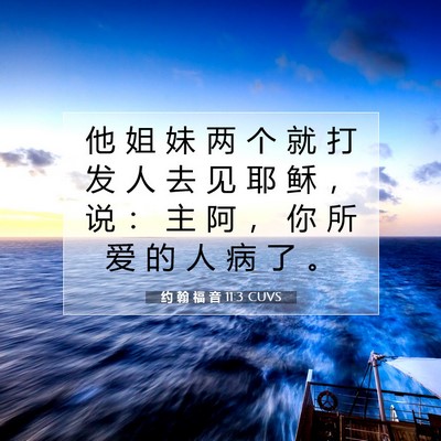 Picture 07 - 约 翰 福 音 11:3 CUVS - 他 姐 妹 两 个 就 打 发 人 去 见 耶 - Bible Verse Picture