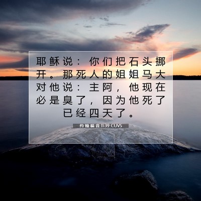 Picture 07 - 约 翰 福 音 11:39 CUVS - 耶 稣 说 ： 你 们 把 石 头 挪 开 。 - Bible Verse Picture