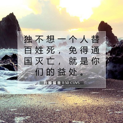 Picture 07 - 约 翰 福 音 11:50 CUVS - 独 不 想 一 个 人 替 百 姓 死 ， 免 - Bible Verse Picture