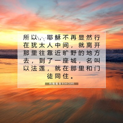 Picture 07 - 约 翰 福 音 11:54 CUVS - 所 以 ， 耶 稣 不 再 显 然 行 在 犹 - Bible Verse Picture