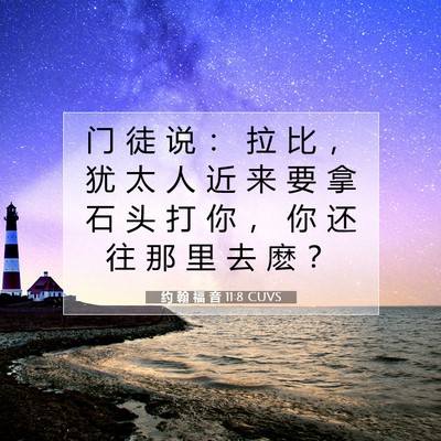 Picture 07 - 约 翰 福 音 11:8 CUVS - 门 徒 说 ： 拉 比 ， 犹 太 人 近 来 - Bible Verse Picture