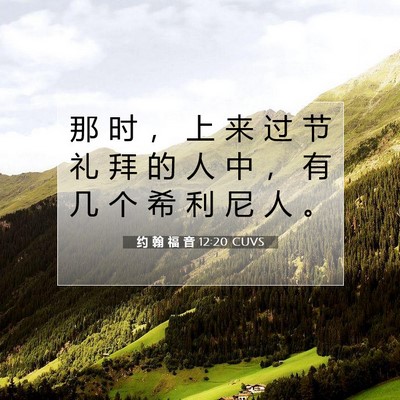 Picture 07 - 约 翰 福 音 12:20 CUVS - 那 时 ， 上 来 过 节 礼 拜 的 人 中 - Bible Verse Picture