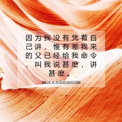 Picture 07 - 约 翰 福 音 12:49 CUVS - 因 为 我 没 有 凭 着 自 己 讲 ， 惟 - Bible Verse Picture