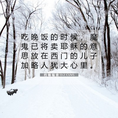 Picture 07 - 约 翰 福 音 13:2 CUVS - 吃 晚 饭 的 时 候 ， 魔 鬼 已 将 卖 - Bible Verse Picture