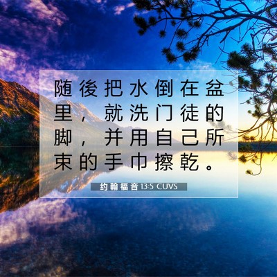 Picture 07 - 约 翰 福 音 13:5 CUVS - 随 後 把 水 倒 在 盆 里 ， 就 洗 门 - Bible Verse Picture