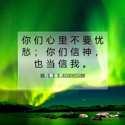 Picture 07 - 约 翰 福 音 14:1 CUVS - 你 们 心 里 不 要 忧 愁 ； 你 们 信 - Bible Verse Picture