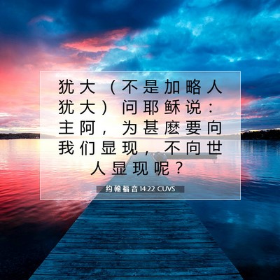 Picture 07 - 约 翰 福 音 14:22 CUVS - 犹 大 （ 不 是 加 略 人 犹 大 ） 问 - Bible Verse Picture