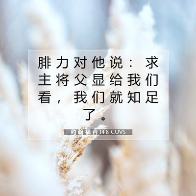 Picture 07 - 约 翰 福 音 14:8 CUVS - 腓 力 对 他 说 ： 求 主 将 父 显 给 - Bible Verse Picture