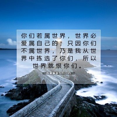 Picture 07 - 约 翰 福 音 15:19 CUVS - 你 们 若 属 世 界 ， 世 界 必 爱 属 - Bible Verse Picture