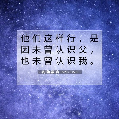 Picture 07 - 约 翰 福 音 16:3 CUVS - 他 们 这 样 行 ， 是 因 未 曾 认 识 - Bible Verse Picture