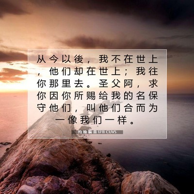 Picture 07 - 约 翰 福 音 17:11 CUVS - 从 今 以 後 ， 我 不 在 世 上 ， 他 - Bible Verse Picture