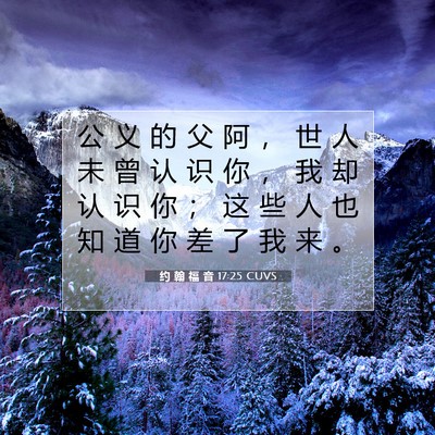 Picture 07 - 约 翰 福 音 17:25 CUVS - 公 义 的 父 阿 ， 世 人 未 曾 认 识 - Bible Verse Picture