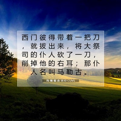 Picture 07 - 约 翰 福 音 18:10 CUVS - 西 门 彼 得 带 着 一 把 刀 ， 就 拔 - Bible Verse Picture