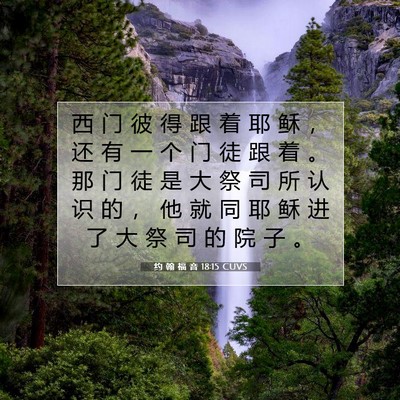 Picture 07 - 约 翰 福 音 18:15 CUVS - 西 门 彼 得 跟 着 耶 稣 ， 还 有 一 - Bible Verse Picture