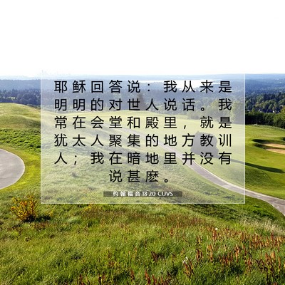 Picture 07 - 约 翰 福 音 18:20 CUVS - 耶 稣 回 答 说 ： 我 从 来 是 明 明 - Bible Verse Picture
