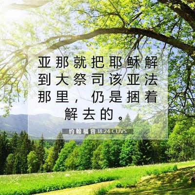 Picture 07 - 约 翰 福 音 18:24 CUVS - 亚 那 就 把 耶 稣 解 到 大 祭 司 该 - Bible Verse Picture