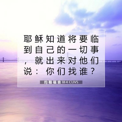 Picture 07 - 约 翰 福 音 18:4 CUVS - 耶 稣 知 道 将 要 临 到 自 己 的 一 - Bible Verse Picture