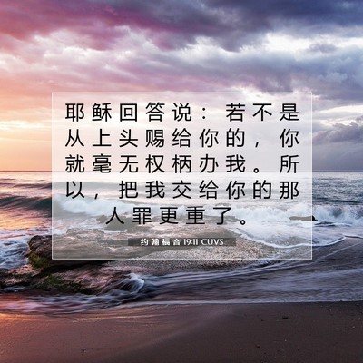 Picture 07 - 约 翰 福 音 19:11 CUVS - 耶 稣 回 答 说 ： 若 不 是 从 上 头 - Bible Verse Picture