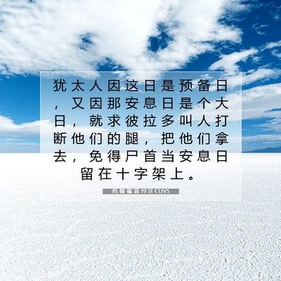 Picture 07 - 约 翰 福 音 19:31 CUVS - 犹 太 人 因 这 日 是 预 备 日 ， 又 - Bible Verse Picture