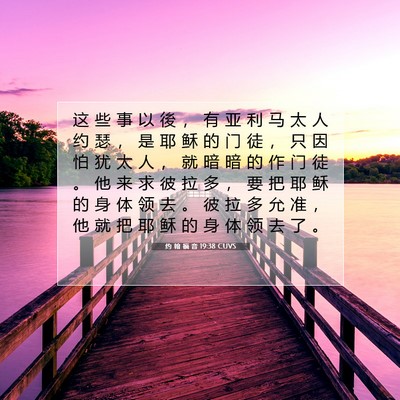 Picture 07 - 约 翰 福 音 19:38 CUVS - 这 些 事 以 後 ， 有 亚 利 马 太 人 - Bible Verse Picture