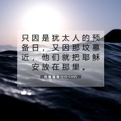 Picture 07 - 约 翰 福 音 19:42 CUVS - 只 因 是 犹 太 人 的 预 备 日 ， 又 - Bible Verse Picture