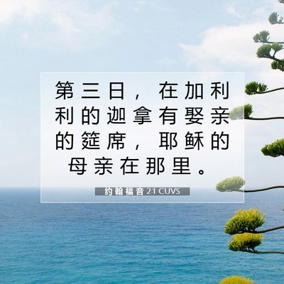 Picture 07 - 约 翰 福 音 2:1 CUVS - 第 三 日 ， 在 加 利 利 的 迦 拿 有 - Bible Verse Picture