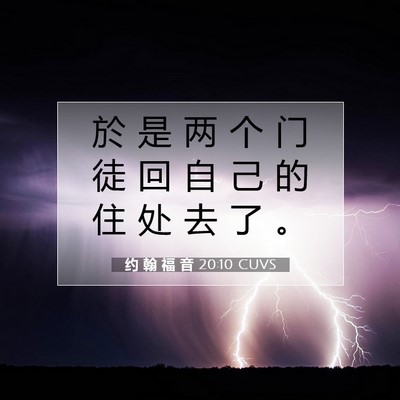 Picture 07 - 约 翰 福 音 20:10 CUVS - 於 是 两 个 门 徒 回 自 己 的 住 处 - Bible Verse Picture