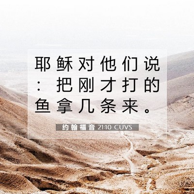 Picture 07 - 约 翰 福 音 21:10 CUVS - 耶 稣 对 他 们 说 ： 把 刚 才 打 的 - Bible Verse Picture