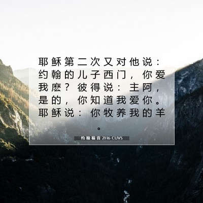 Picture 07 - 约 翰 福 音 21:16 CUVS - 耶 稣 第 二 次 又 对 他 说 ： 约 翰 - Bible Verse Picture