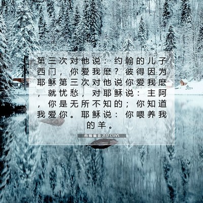 Picture 07 - 约 翰 福 音 21:17 CUVS - 第 三 次 对 他 说 ： 约 翰 的 儿 子 - Bible Verse Picture