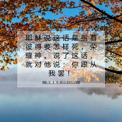 Picture 07 - 约 翰 福 音 21:19 CUVS - 耶 稣 说 这 话 是 指 着 彼 得 要 怎 - Bible Verse Picture
