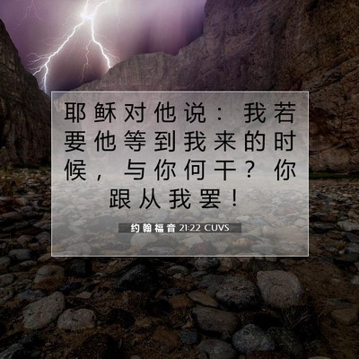 Picture 07 - 约 翰 福 音 21:22 CUVS - 耶 稣 对 他 说 ： 我 若 要 他 等 到 - Bible Verse Picture