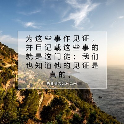 Picture 07 - 约 翰 福 音 21:24 CUVS - 为 这 些 事 作 见 证 ， 并 且 记 载 - Bible Verse Picture