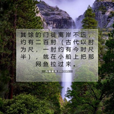 Picture 07 - 约 翰 福 音 21:8 CUVS - 其 馀 的 门 徒 离 岸 不 远 ， 约 有 - Bible Verse Picture