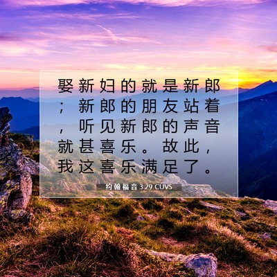 Picture 07 - 约 翰 福 音 3:29 CUVS - 娶 新 妇 的 就 是 新 郎 ； 新 郎 的 - Bible Verse Picture