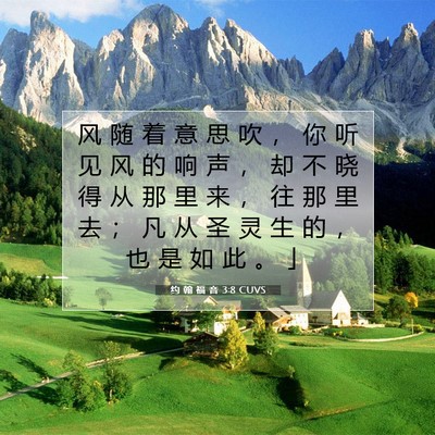 Picture 07 - 约 翰 福 音 3:8 CUVS - 风 随 着 意 思 吹 ， 你 听 见 风 的 - Bible Verse Picture