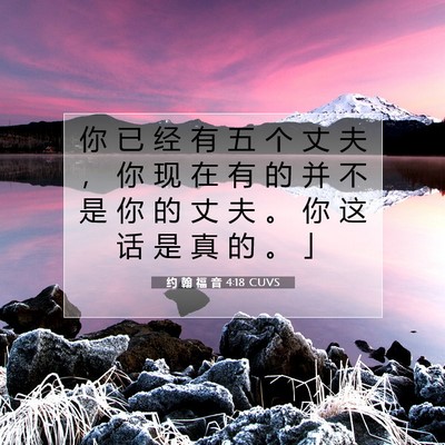 Picture 07 - 约 翰 福 音 4:18 CUVS - 你 已 经 有 五 个 丈 夫 ， 你 现 在 - Bible Verse Picture