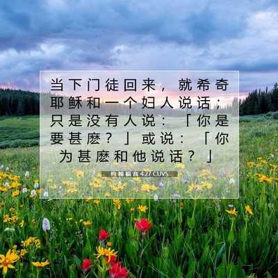 Picture 07 - 约 翰 福 音 4:27 CUVS - 当 下 门 徒 回 来 ， 就 希 奇 耶 稣 - Bible Verse Picture