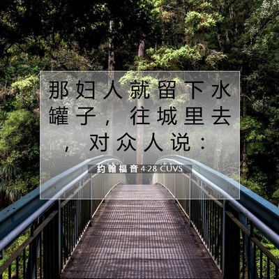 Picture 07 - 约 翰 福 音 4:28 CUVS - 那 妇 人 就 留 下 水 罐 子 ， 往 城 - Bible Verse Picture