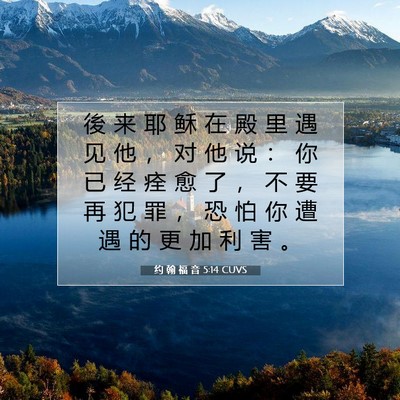 Picture 07 - 约 翰 福 音 5:14 CUVS - 後 来 耶 稣 在 殿 里 遇 见 他 ， 对 - Bible Verse Picture