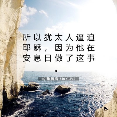 Picture 07 - 约 翰 福 音 5:16 CUVS - 所 以 犹 太 人 逼 迫 耶 稣 ， 因 为 - Bible Verse Picture