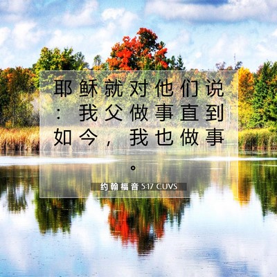 Picture 07 - 约 翰 福 音 5:17 CUVS - 耶 稣 就 对 他 们 说 ： 我 父 做 事 - Bible Verse Picture