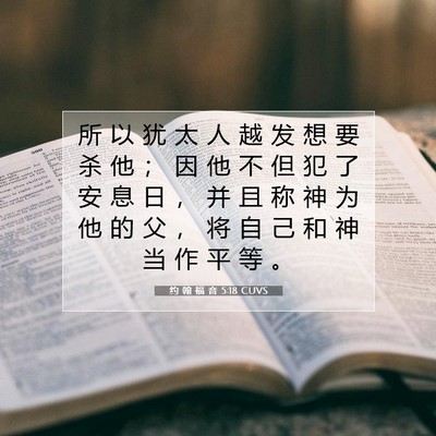 Picture 07 - 约 翰 福 音 5:18 CUVS - 所 以 犹 太 人 越 发 想 要 杀 他 ； - Bible Verse Picture