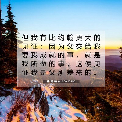 Picture 07 - 约 翰 福 音 5:36 CUVS - 但 我 有 比 约 翰 更 大 的 见 证 ； - Bible Verse Picture