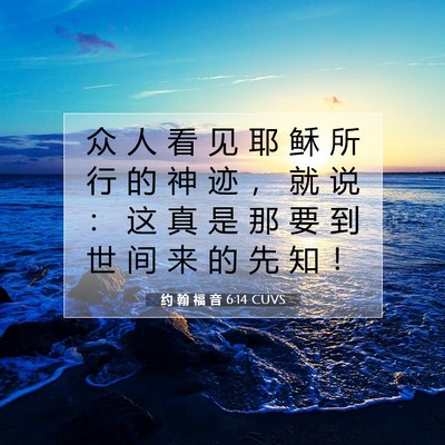 Picture 07 - 约 翰 福 音 6:14 CUVS - 众 人 看 见 耶 稣 所 行 的 神 迹 ， - Bible Verse Picture