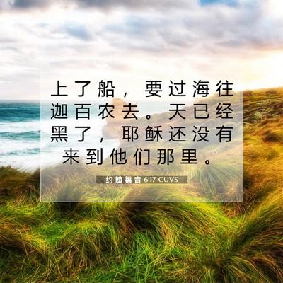 Picture 07 - 约 翰 福 音 6:17 CUVS - 上 了 船 ， 要 过 海 往 迦 百 农 去 - Bible Verse Picture