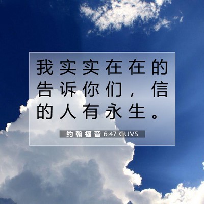 Picture 07 - 约 翰 福 音 6:47 CUVS - 我 实 实 在 在 的 告 诉 你 们 ， 信 - Bible Verse Picture